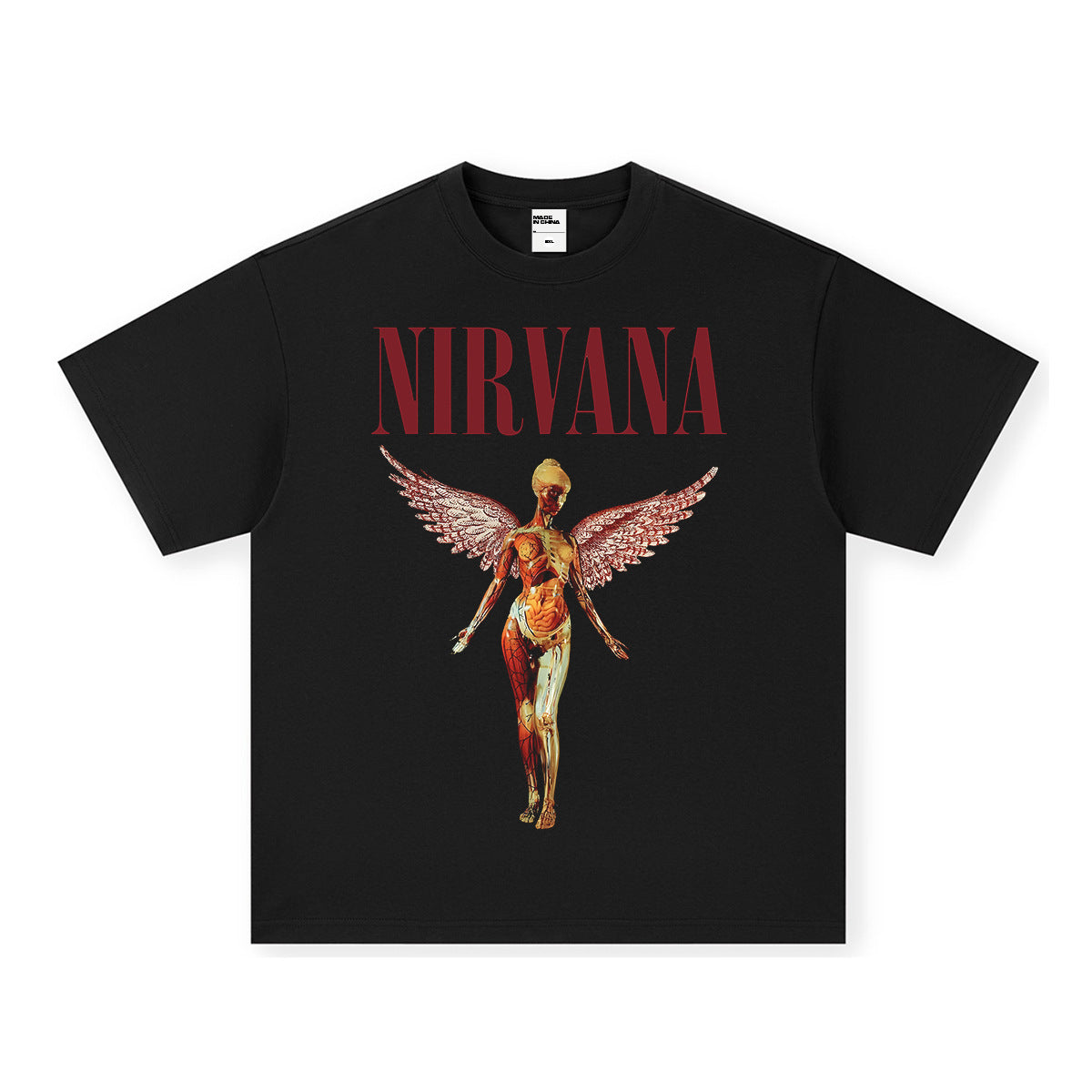 NIRVANA Rock American Retro Short Sleeve T-shirt Washed Heavy Cross border Printed Trendy Pure Cotton Vintage Men (1)