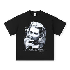 NIRVANA Rock American Retro Short Sleeve T-shirt Washed Heavy Cross border Printed Trendy Pure Cotton Vintage Men (6)