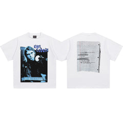 2025 Spring/Summer New Cross border NIRVANA Rock Band Vintage Short sleeved T-shirt Heavy duty Washed and Used Trend (9)