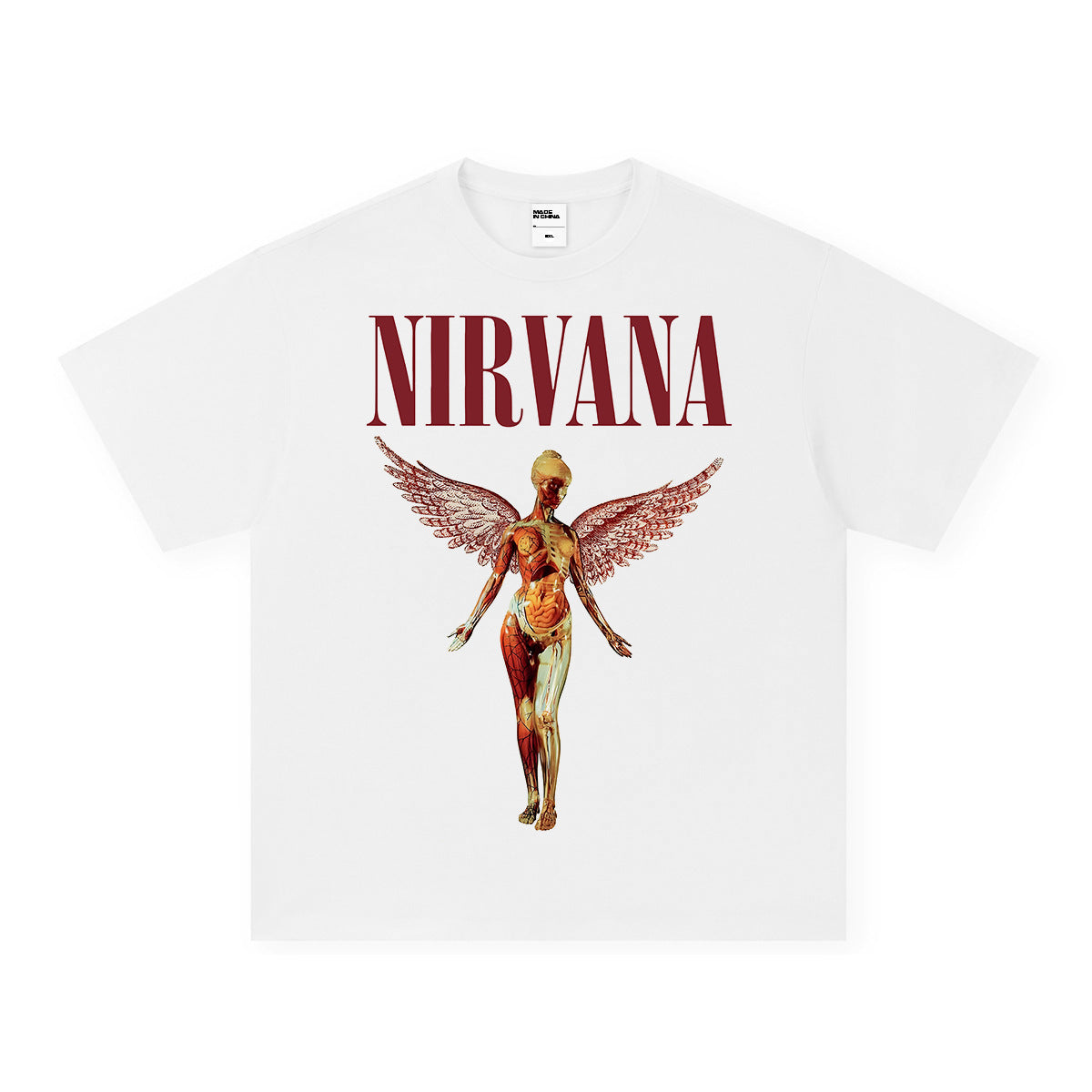 NIRVANA Rock American Retro Short Sleeve T-shirt Washed Heavy Cross border Printed Trendy Pure Cotton Vintage Men (1)