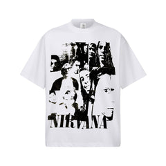 2026 Cross border Spring/Summer Nirvana Pure Cotton T-shirt Men's Direct Spray Printed Summer Breathable Short Sleeve American Retro T-shirt (2)