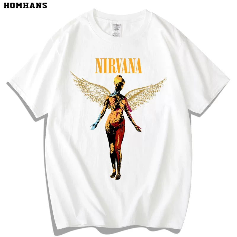 Red Han Nirvana Band NIRVANA Surrounding Rock Music Kot Cobain Youth Student T-shirt Men's Short sleeved Summer
