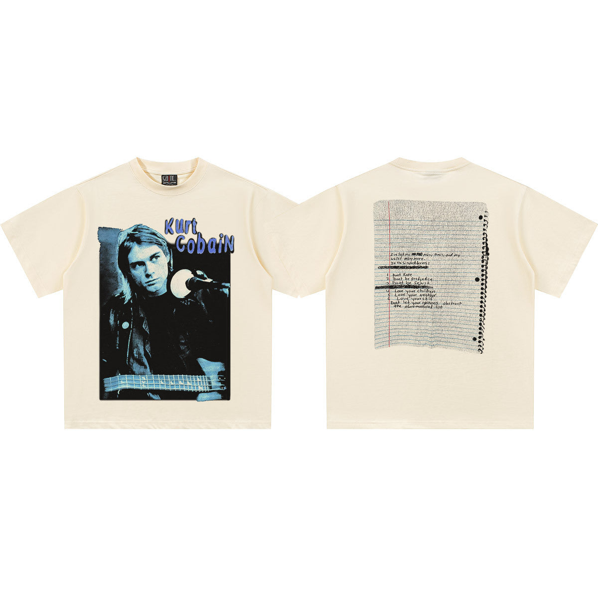 2025 Spring/Summer New Cross border NIRVANA Rock Band Vintage Short sleeved T-shirt Heavy duty Washed and Used Trend (9)