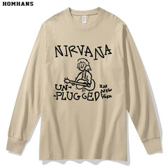 NIRVANA Nirvana Band hand drawn punk personality spring and autumn long sleeved T-shirt heavyweight pure cotton casual base shirt (3)