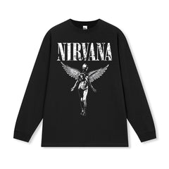 NIRVANA Cross border Heavy American Retro Short Sleeve Top Men's Summer Printed T-shirt Loose Five Sleeve T-shirt (3)