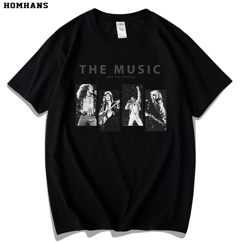 ROCK music peripheral summer short sleeved cotton unisex Led Zeppelin Queen band Uncle Nirvana (1)