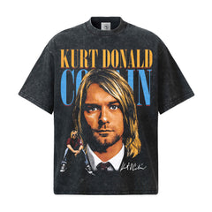 2026 Cross border Nirvana Cobain New American High Street T-shirt Retro Stir fried Snowflake Men's and Women's Casual Short Sleeves Men's and Women's T (2)