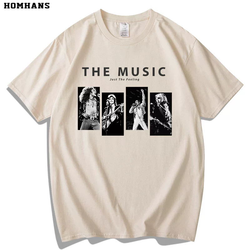 ROCK music peripheral summer short sleeved cotton unisex Led Zeppelin Queen band Uncle Nirvana (2)