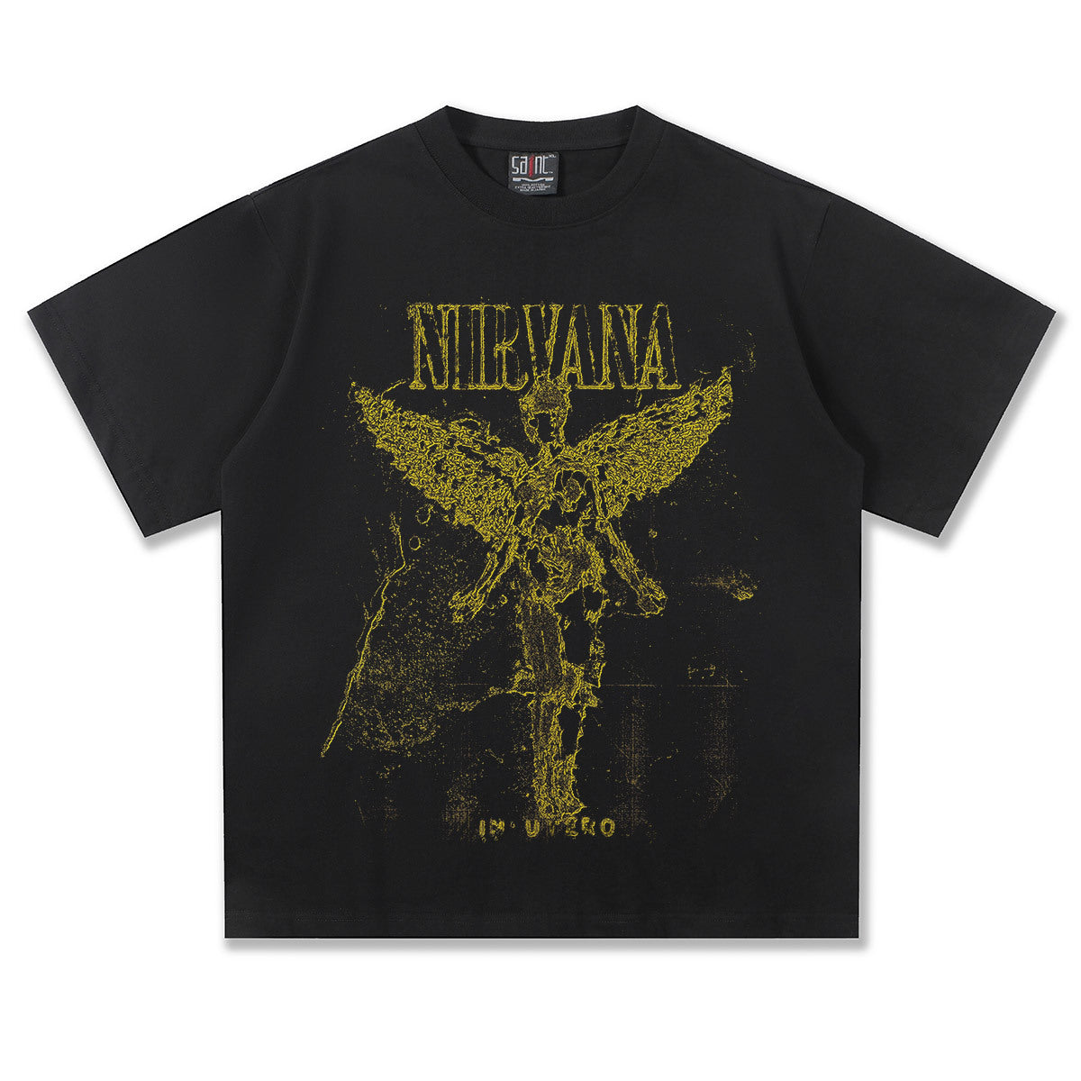 2025 Spring/Summer New NIRVANA Shattered Angel Washed Vintage Printed Short Sleeve T-shirt Heavy Tide (1)