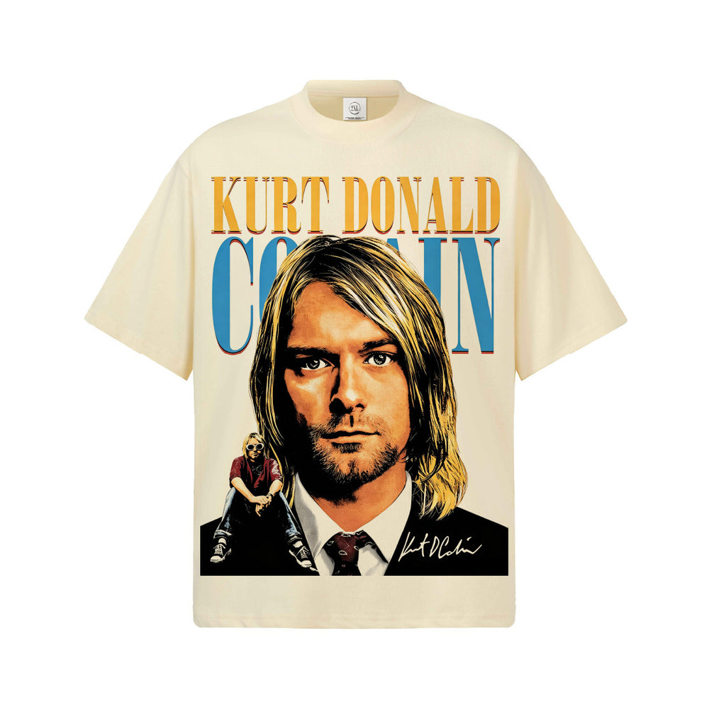 2026 Cross border Nirvana Cobain New American High Street T-shirt Retro Stir fried Snowflake Men's and Women's Casual Short Sleeves Men's and Women's T (1)