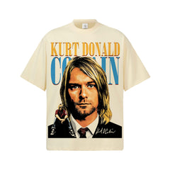 2026 Cross border Nirvana Cobain New American High Street T-shirt Retro Stir fried Snowflake Men's and Women's Casual Short Sleeves Men's and Women's T (1)