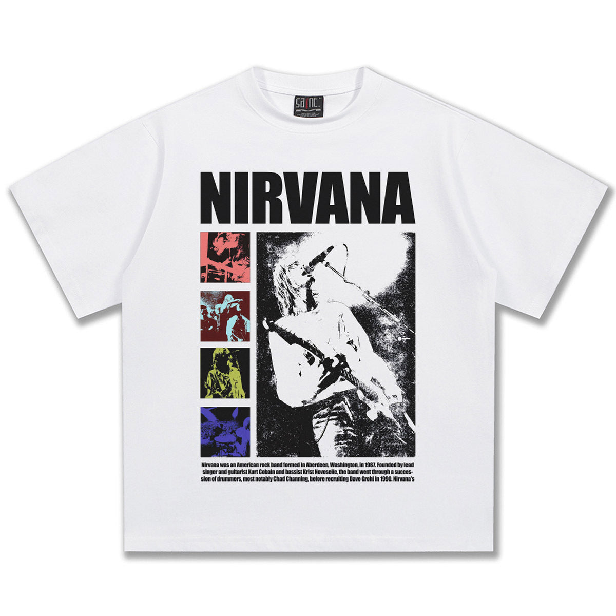 2025 Spring/Summer New NIRVANA Band Rock Heavy Wash Short Sleeve T-shirt American Retro Street Style (2)