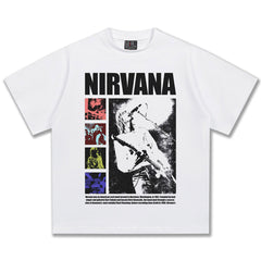 2025 Spring/Summer New NIRVANA Band Rock Heavy Wash Short Sleeve T-shirt American Retro Street Style (2)