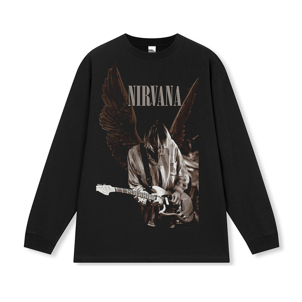 NIRVANA Nirvana Rock Band Short sleeved T-shirt Autumn New Cross border Heavy American Retro Men's Pure Cotton High Street (2)