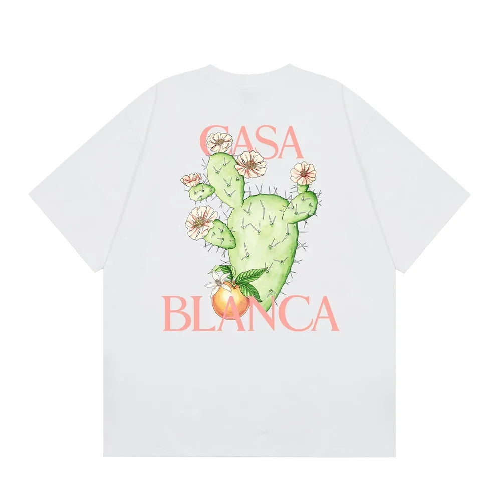 Casablanca Blooming Cactus Back Graphic T-Shirt - White