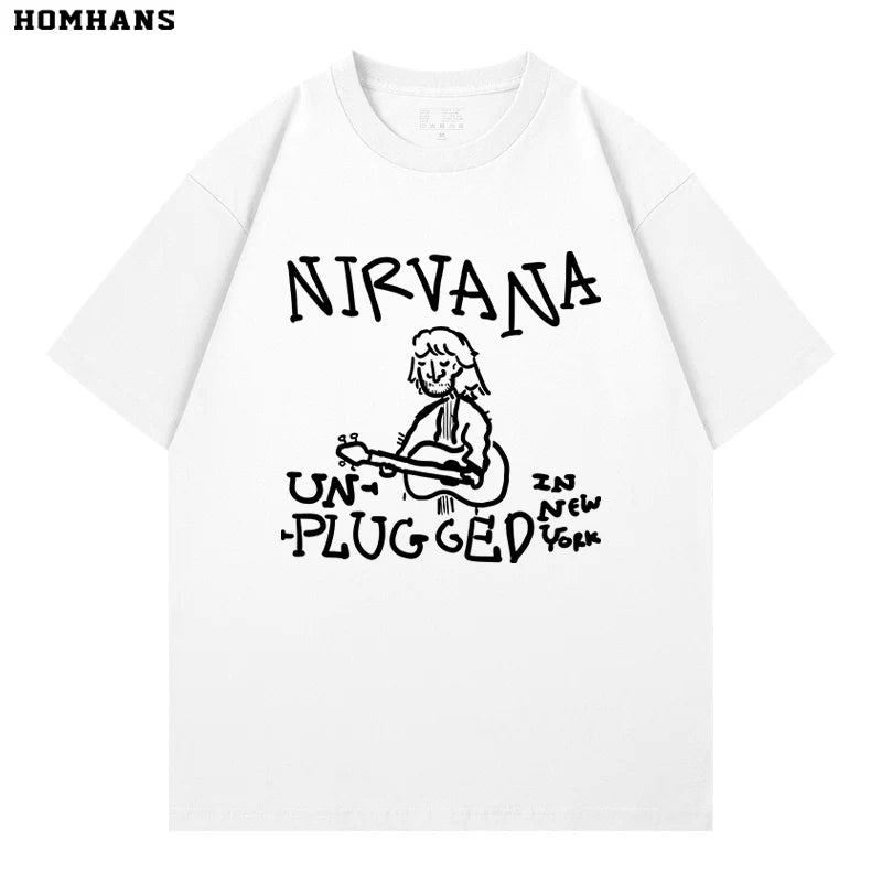 NIRVANA band, punk personality, spring and summer short sleeved T-shirt, heavyweight pure cotton casual versatile loose fit (1)