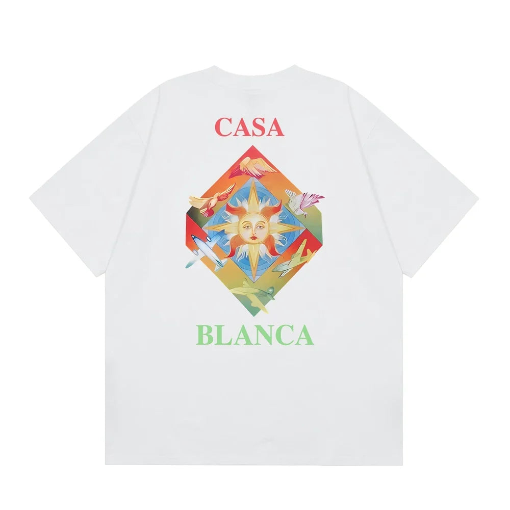 Casablanca Sunburst Diamond Logo T-Shirt - White