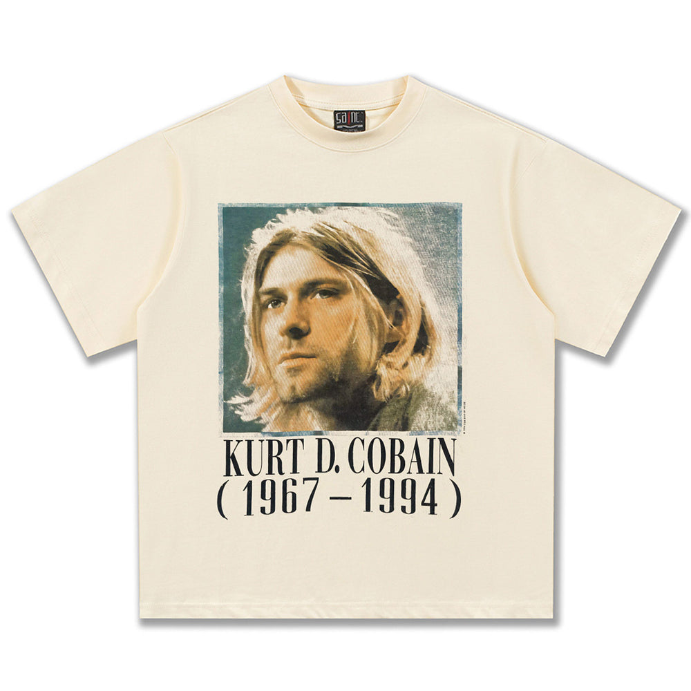 2025 Spring/Summer New Cross border NIRVANA Rock Band Vintage Short sleeved T-shirt Heavy duty Washed and Used Trend (14)