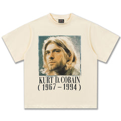 2025 Spring/Summer New Cross border NIRVANA Rock Band Vintage Short sleeved T-shirt Heavy duty Washed and Used Trend (14)