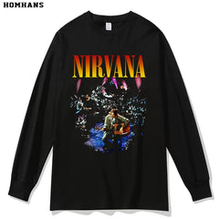 Red Korean Nirvana rock band Nirvana vintage cotton long sleeved T-shirt loose European and American nostalgic autumn outfit