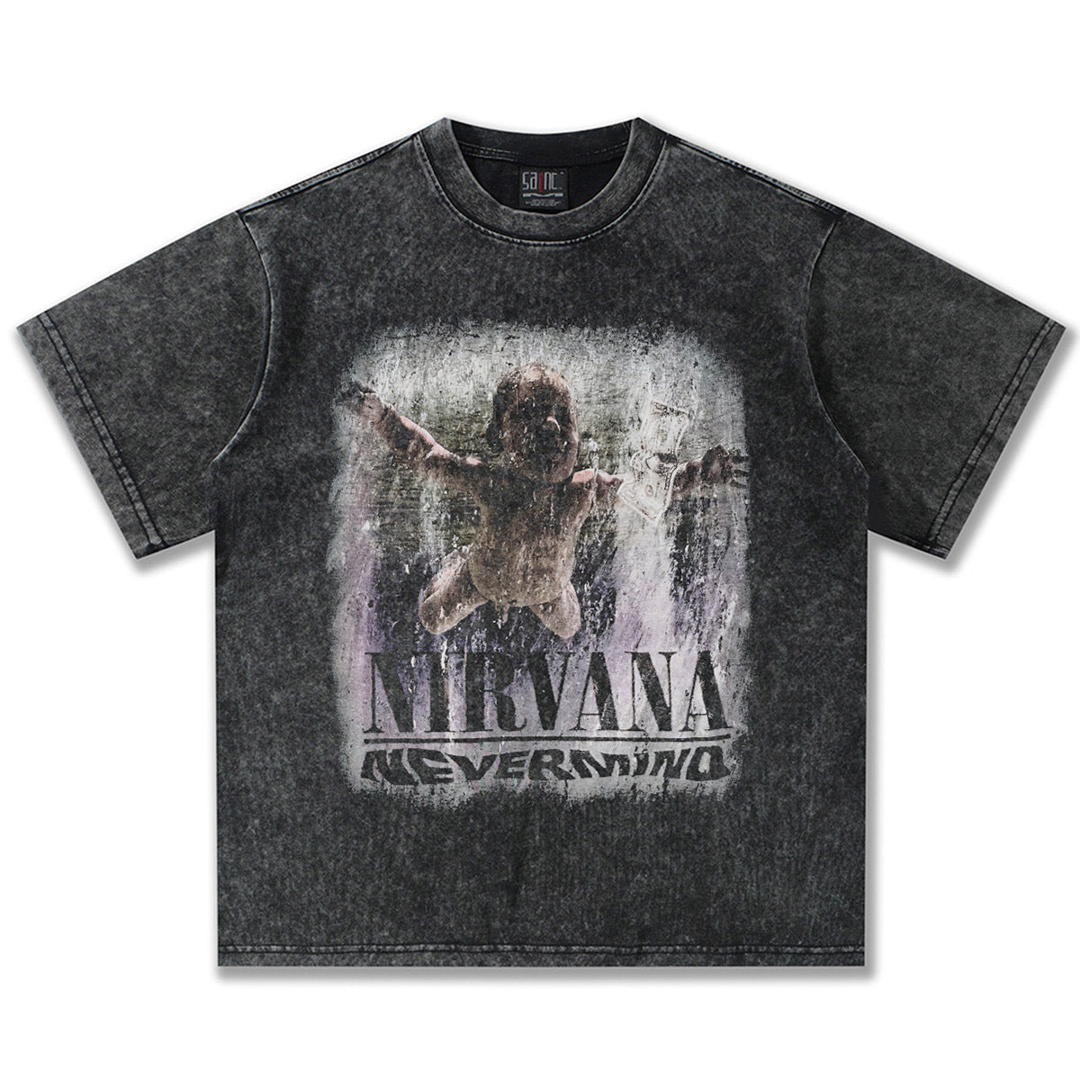 2025 Spring/Summer New Cross border NIRVANA Rock Band Vintage Short sleeved T-shirt Heavy duty Washed and Used Trend (2)