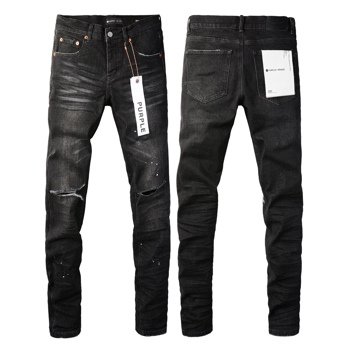 Purple Jeans Black New Mens Personality Fashion Ripped Jeans 9035